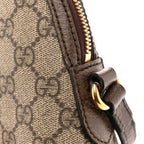 GG Supreme Monogram Textured Dollar Calfskin Web Small Ophidia Dome Shoulder Bag Beige Ebony New Acero
