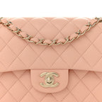 Lambskin Quilted Small Double Flap Light Orange