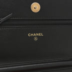 Lambskin Quilted Chain Around Wallet On Chain WOC Black
