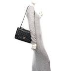 Caviar Quilted Jumbo Double Flap Black