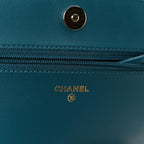 Caviar Quilted Boy Wallet On Chain WOC Blue