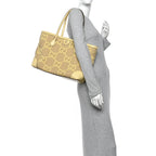 Monogram Jumbo GG Textured Dollar Calfskin Medium Ophidia Shopping Tote Beige Banana