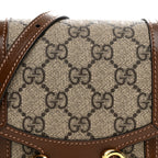 GG Supreme Monogram Mini Horsebit 1955 Crossbody Bag Beige Brown Sugar