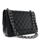 Caviar Quilted Jumbo Double Flap Black