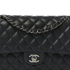 Iridescent Caviar Quilted Medium Double Flap Black
