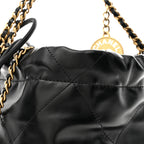 Shiny Calfskin Quilted Mini Chanel 22 Black