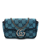 Monogram Multicolor Matelasse Diagonal Super Mini GG Marmont Shoulder Bag Light Blue