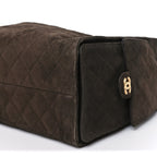Suede Quilted Medium Chanel 25 Handbag Dark Brown