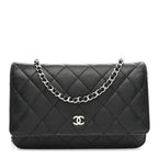 Caviar Quilted Wallet on Chain WOC Black