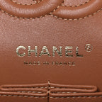 Lambskin Quilted Small Double Flap Brown