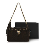 Suede Quilted Mini Chanel 25 Handbag Dark Brown