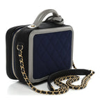 Jersey Quilted Small CC Filigree Vanity Case Blue Black Grey