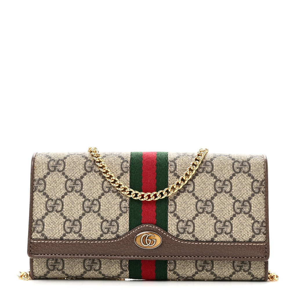 GG Supreme Monogram Web Ophidia Wallet On Chain Brown