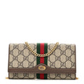 GG Supreme Monogram Web Ophidia Wallet On Chain Brown