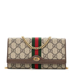 GG Supreme Monogram Web Ophidia Wallet On Chain Brown