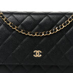 Caviar Quilted Wallet on Chain WOC Black