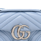 Lambskin Matelasse Small GG Marmont Shoulder Bag Light Blue