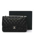 Caviar Quilted Jumbo Double Flap Black