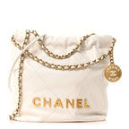 Shiny Calfskin Quilted Mini Chanel 22 White