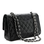 Lambskin Quilted Medium Double Flap Black