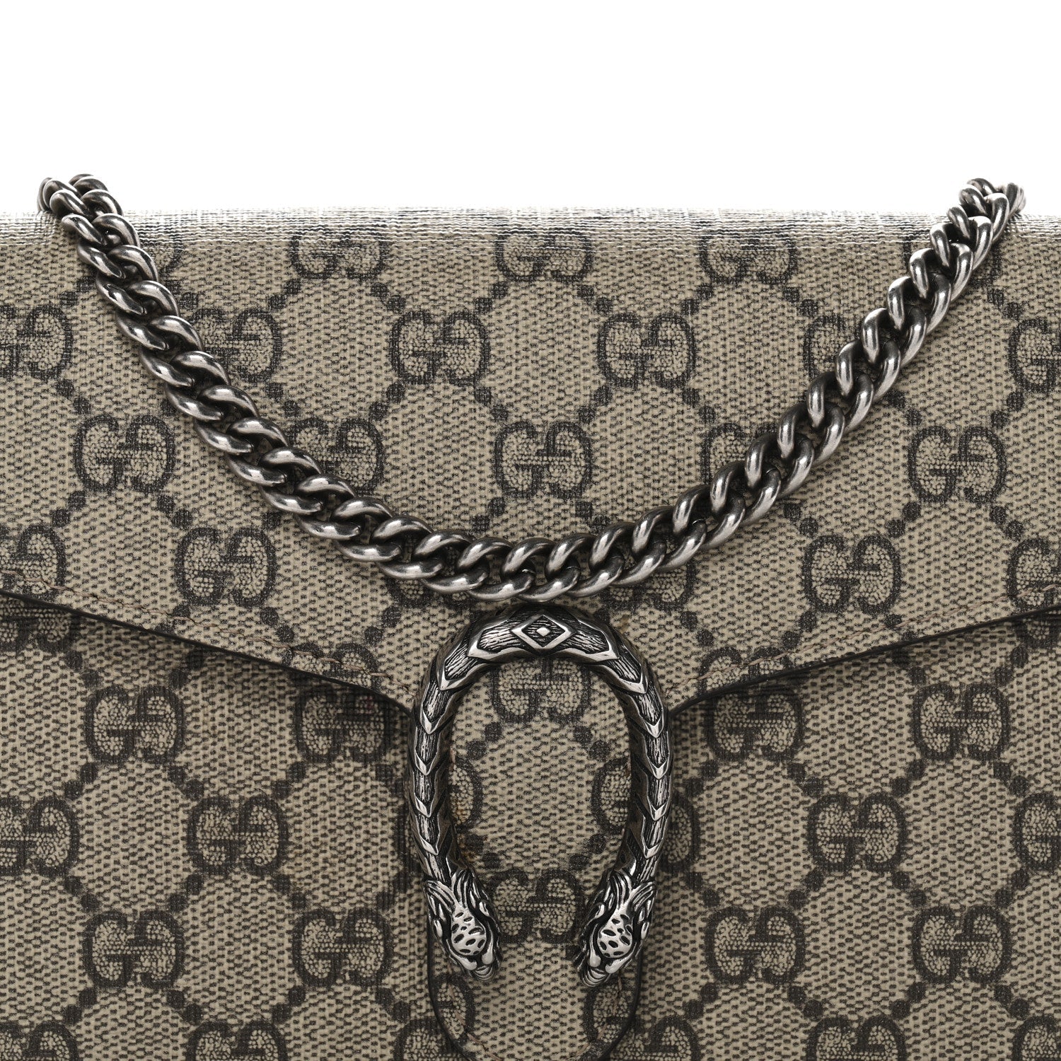 GG Supreme Monogram Mini Dionysus Chain Wallet Beige Taupe