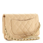 Caviar Quilted Wallet on Chain WOC Beige