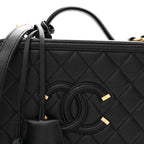 Caviar Quilted Medium CC Filigree Vanity Case Black