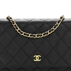 Caviar Quilted Wallet on Chain WOC Black