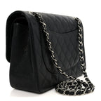 Caviar Quilted Jumbo Double Flap Black
