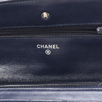 Lambskin Quilted Wallet On Chain WOC Navy Blue