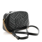 Calfskin Matelasse Small GG Marmont Chain Shoulder Bag Black