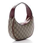 GG Supreme Monogram Textured Dollar Calfskin Small Ophidia Shoulder Bag Beige Bordeaux
