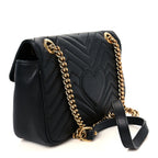 Calfskin Matelasse Small GG Marmont Shoulder Bag Black