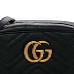 Calfskin Matelasse Small GG Marmont Chain Shoulder Bag Black