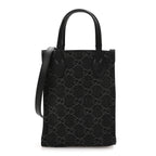 Denim GG Monogram Calfskin Mini Ophidia Tote Bag Black