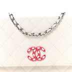 Caviar Quilted Chanel 19 Wallet on Chain WOC White Pink