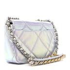 Iridescent Calfskin Quilted Medium Chanel 19 Flap Light Purple Blue