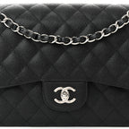 Caviar Quilted Jumbo Double Flap Black