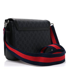 GG Supreme Monogram Appia Calfskin Web Crossbody Bag Black Grey