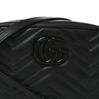 Calfskin Matelasse Monochrome Small GG Marmont Chain Shoulder Bag Black