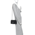 Patent Calfskin Quilted Mini Rectangular Flap Black
