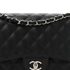 Caviar Quilted Jumbo Double Flap Black