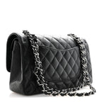 Caviar Quilted Medium Double Flap Black