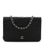 Caviar Camellia Embossed Wallet On Chain WOC Black