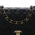 Lambskin Quilted Mini Rectangular Flap Black