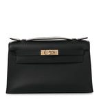 Swift Horseshoe Kelly Pochette Clutch Black Lime