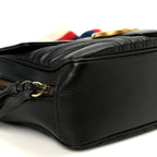 Calfskin Matelasse Sylvie Web Small GG Marmont Top Handle Shoulder Bag Black