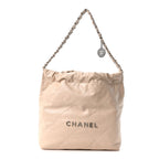Shiny Calfskin Quilted Small Chanel 22 Ecru