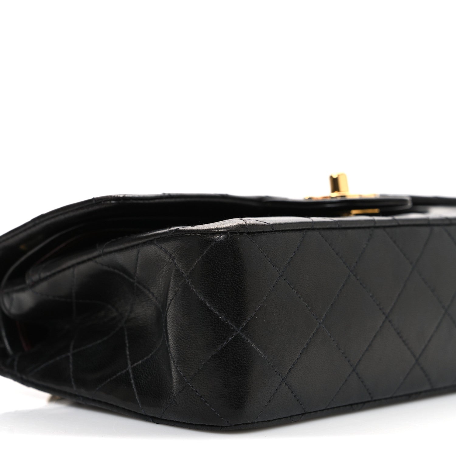 Lambskin Quilted Small Double Flap Black