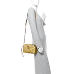 Metallic Calfskin Matelasse Studded Small Pearly GG Marmont Chain Shoulder Bag Gold